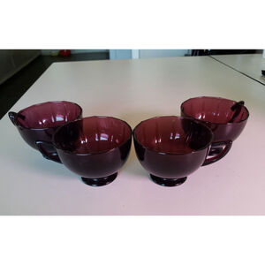 Set Of Four Vintage Purple Amethyst Tea Cups
